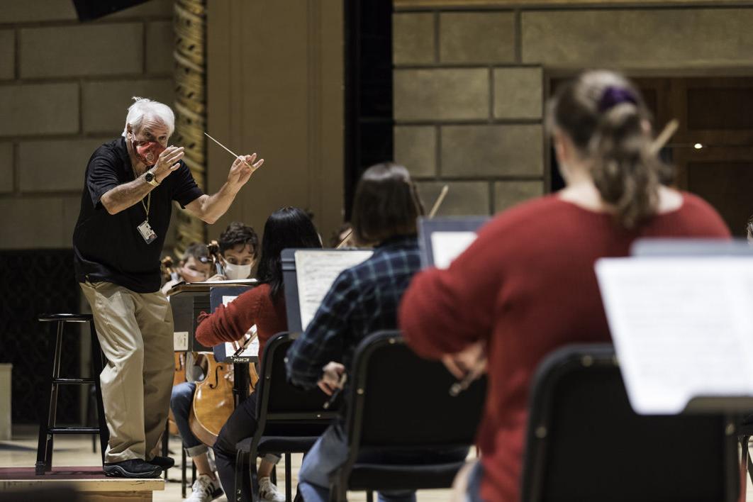 Professor of Conducting & Ensembles Neil Varon leads a rehearsal of the Eastman School Symphony Orchestra